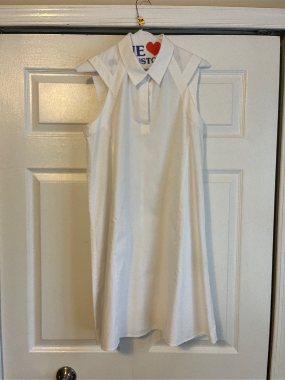 White Sleeveless Polo Dress - Classic Collared Shift